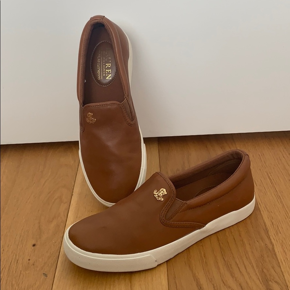 Ralph Lauren Leather Slip On Sneakers